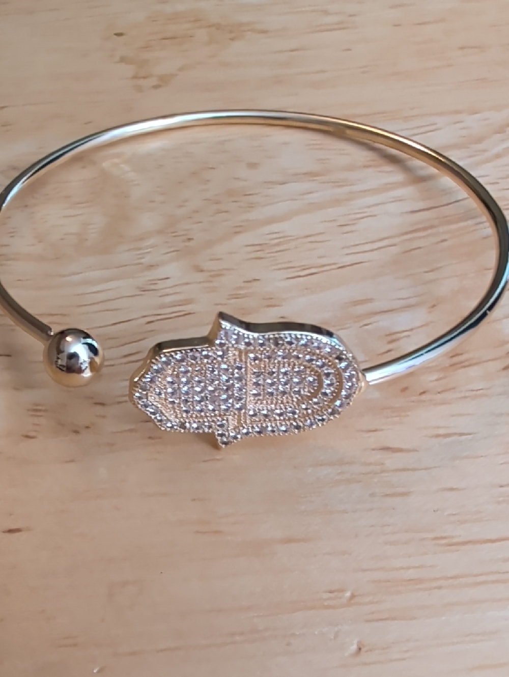 Gold Hamsa Crystal Bangle Bracelet